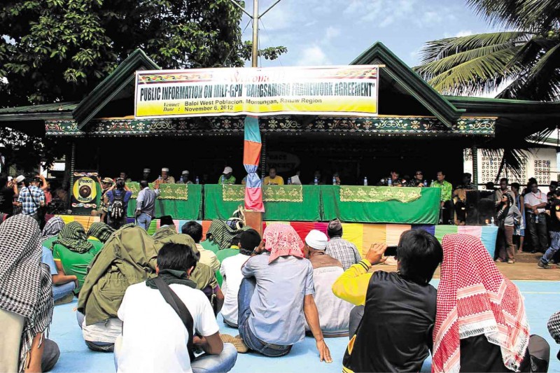 BANGSAMORO RALLY An information campaign is held in Balo-i, Lanao del Norte, for the Bangsamoro Framework Agreement. Balo-i is one of the six Muslim municipalities of the province to be included in the proposed Bangsamoro homeland in lieu of the Autonomous Region in Muslim Mindanao. RICHEL V. UMEL/INQUIRER MINDANAO 