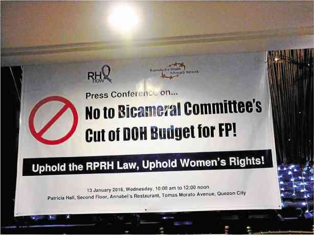 AGAINST the P1-billion cut from the budget allocation for family planning supplies          contributed photo