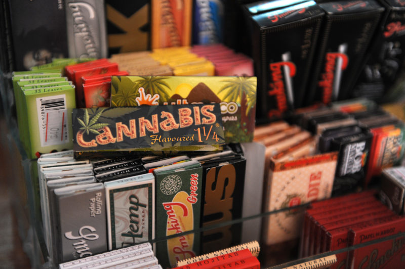 Paper to roll joints for sale at the first shop dedicated to cannabis merchandising in Montevideo, on April 24, 2014. AFP