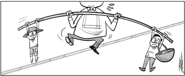 Cartoon for Editorial titled A balancing act