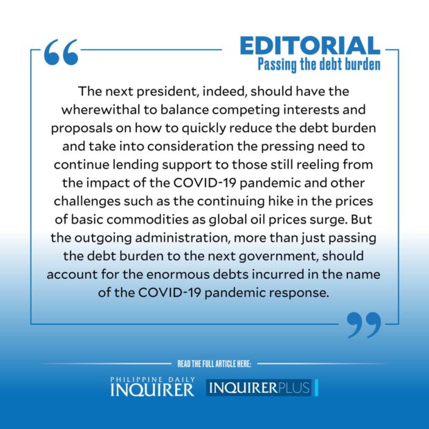 Quote card for Editorial: Passing the debt burden