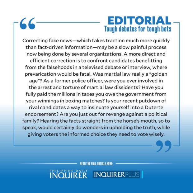 Quote card for Editorial: Tough debates for tough bets