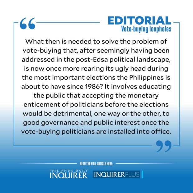 Quote card for Editorial: Vote-buying loopholes