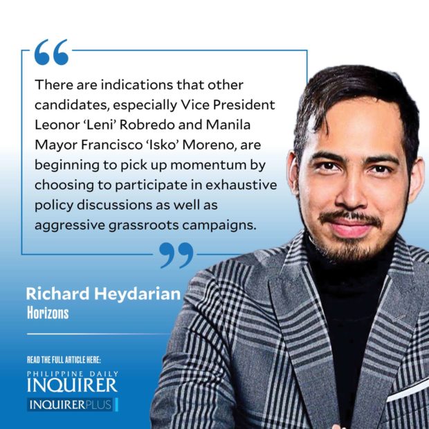 Quote card for Horizons: Are Leni and Isko turning the tide?