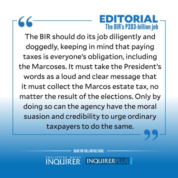 Quote card for Editorial: The BIR’s P203-billion job