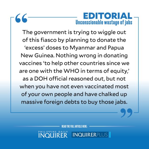 Quote card for Editorial: Unconscionable wastage of jabs