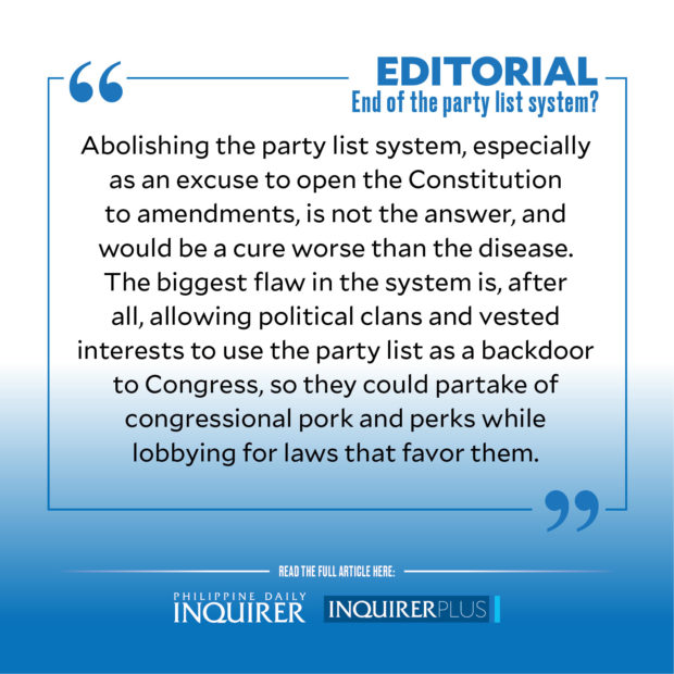 Quote card for Editorial: End of the party list system?
