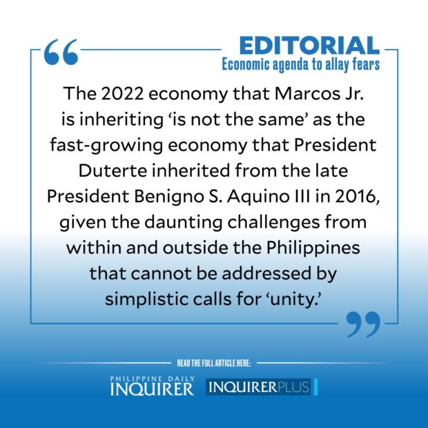 Quote card for Editorial: Economic agenda to allay fears