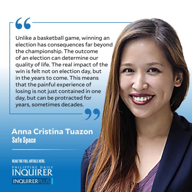 Quote card for Anna Cristina Tuazon: solving widespread poverty among our farmers/fisherfolk remains a pivotal solution to our societal problems.