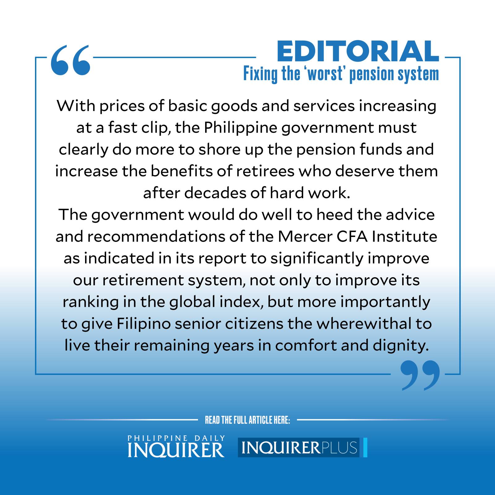 Fixing The worst Pension System Inquirer Opinion