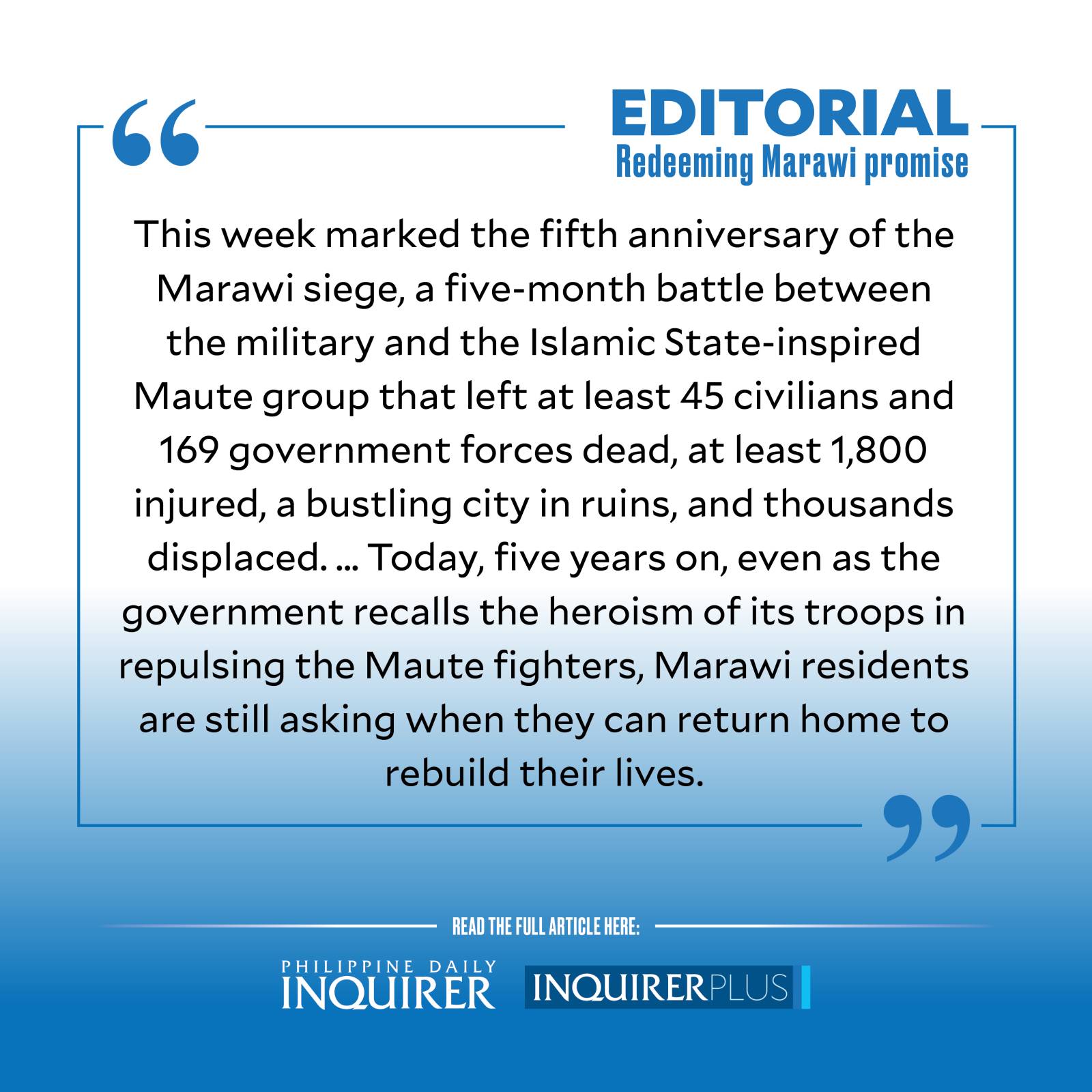 Redeeming Marawi promise