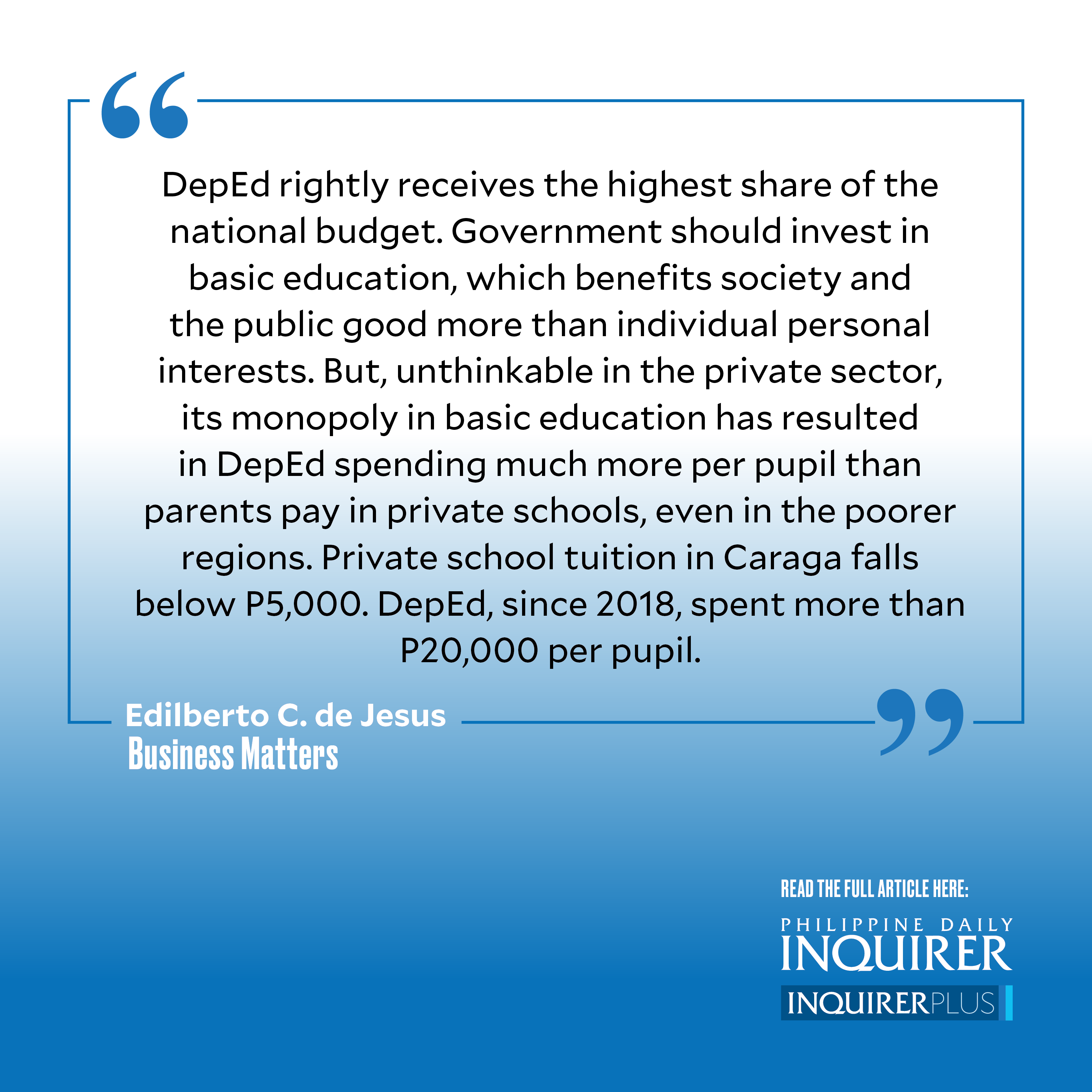 Basic education costs higher in public schools