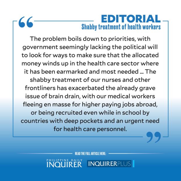 Shabby treatment of health workers Inquirer Opinion