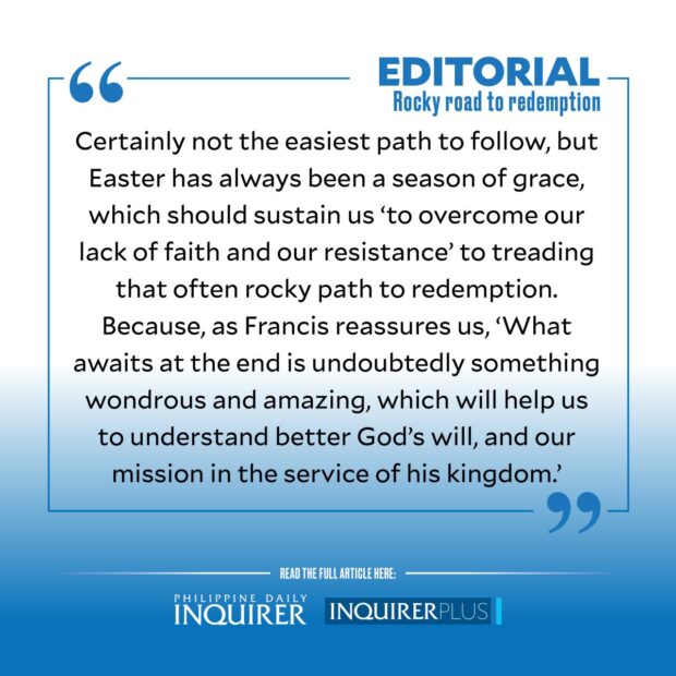 Quote card for Editorial: Rocky road to redemption