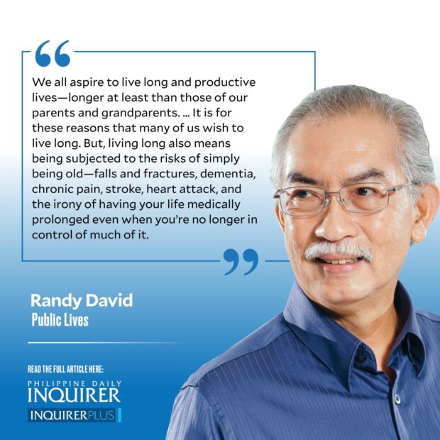 Quote card for Randy David column: Living long and needing care