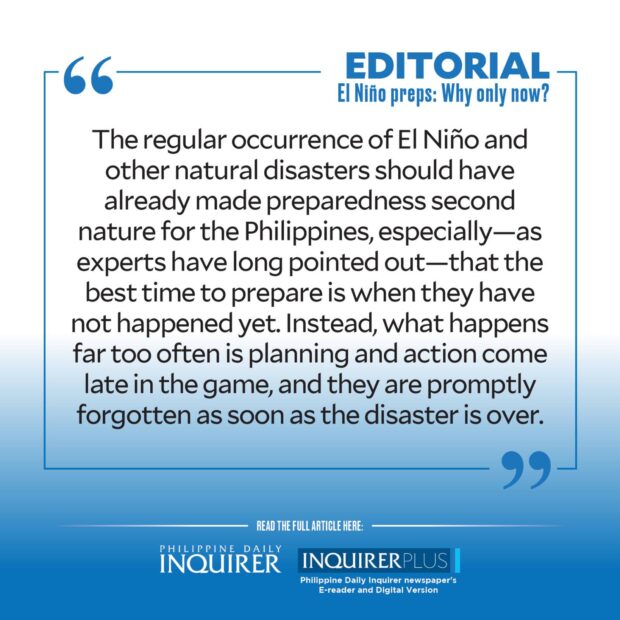 Quote card for Editorial: El Niño preps: Why only now?