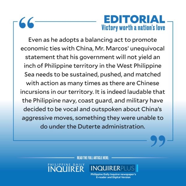 Editorial quote card: Victory worth a nation’s love