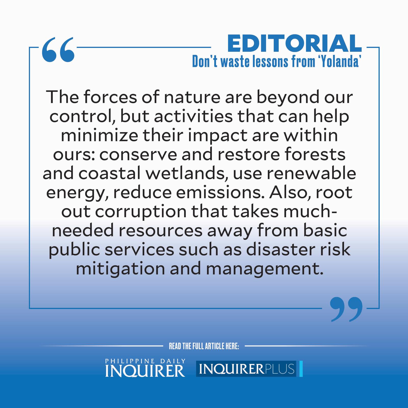 QUOTE CARD FOR EDITORIAL: Don’t waste lessons from Yolanda