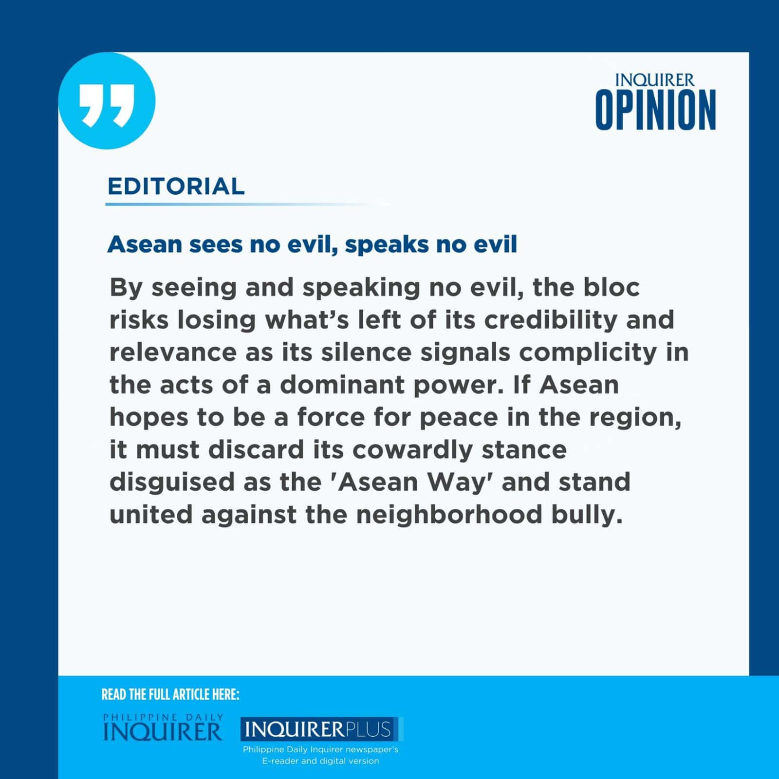 Asean sees no evil, speaks no evil